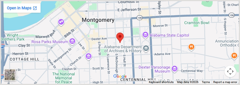Google map picture of the location of the Alabama Judicial Building